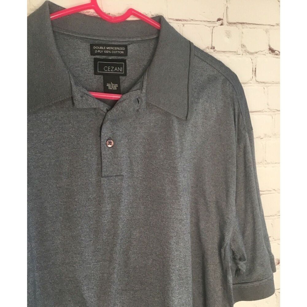 Cezani Men's Large Shirt Polo Rubgy  Golf Shirt Gray Mercerized‎ 2PLU Cotton